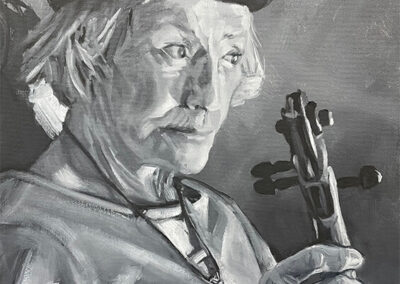 Painted Violin Oil Painting By Bonnie Liss